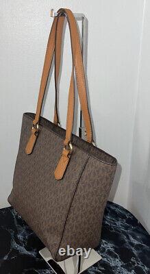 MICHAEL Michael Kors Handbag Jet Set Medium Logo Tote Brown Acorn AUTHENTIC