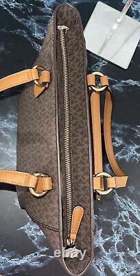 MICHAEL Michael Kors Handbag Jet Set Medium Logo Tote Brown Acorn AUTHENTIC