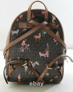 Michael Kors Adina Jet Set Girls Medium backpack MK Logo Brown Multi NWT$398.00