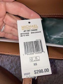 Michael Kors Jet Set Charm Brown Luggage Medium Tote Handbag New