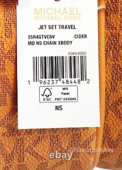 Michael Kors Jet Set Cider PVC Flight Leather North South Chain Crossbody Bag