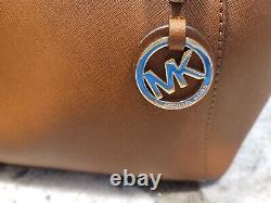 Michael Kors Jet Set East West Logo Charm Saffiano Leather Tote Bag