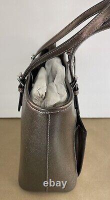 Michael Kors Jet Set Item Med Snap Pocket shoulder Tote handbag Metallic Cinder