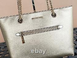 Michael Kors Jet Set Item Medium Chain Tote Bag + Double Zip Wallet Pale Gold