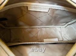 Michael Kors Jet Set Item Medium Crossbody Leather Bag Tech Attached Light Cream