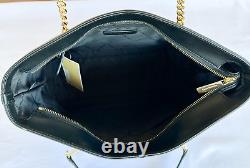 Michael Kors Jet Set Item Medium Front Pocket Chain Tote Bag Purse Black