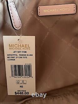Michael Kors Jet Set Item Medium Front Pocket Chain Tote Shoulder Purse Pink
