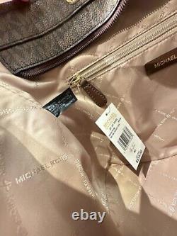 Michael Kors Jet Set MD Double Pocket Tote Shoulder Bag Mk Brown Mocha + Wallet