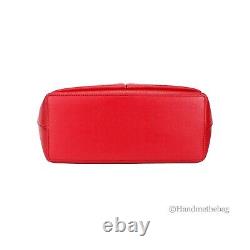 Michael Kors Jet Set Medium Bright Red Vegan Leather Double Pocket Tote Bag