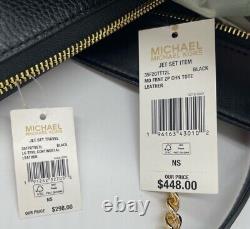 Michael Kors Jet Set Medium Chain Leather Tote Bag + Wallet Set