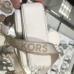 Michael Kors Jet Set Medium Crossbody Bag Tech Attached Handbag Purse Lt Cream
