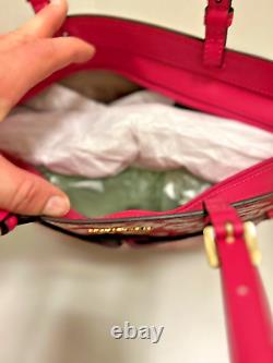 Michael Kors Jet Set Medium Double Pocket Tote Shoulder Bag Electric Pink Multi