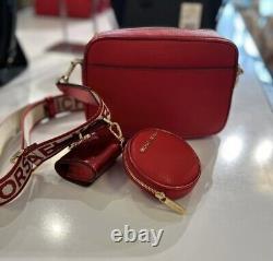 Michael Kors Jet Set Medium Lady Crossbody Bag Handbag Purse Shoulder Bright Red