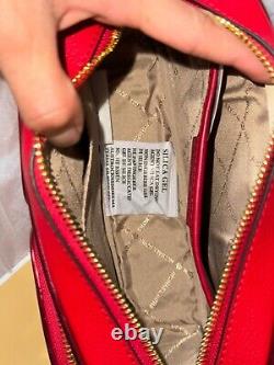 Michael Kors Jet Set Medium Lady Crossbody Bag Handbag Purse Shoulder Bright Red