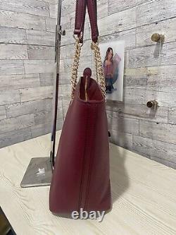 Michael Kors Jet Set Medium Mulberry Leather Front Zip Chain Tote Bag Handbag
