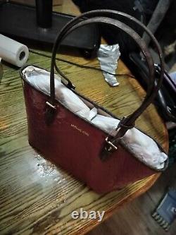 Michael Kors Jet Set Medium Mulberry Leather Front Zip Chain Tote Bag Handbag