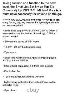 Michael Kors Jet Set Medium Nylon Top Zip Crossbody & Case For Apple Air PodsPro