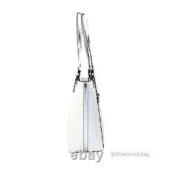 Michael Kors Jet Set Medium Optic White Signature PVC Double Pocket Tote Bag