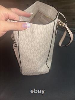 Michael Kors Jet Set Medium Saffiano Leather Pocket Tote Bag Pink/Vanilla
