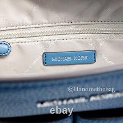 Michael Kors Jet Set Medium Teal Vegan Leather Double Pocket Tote Bag