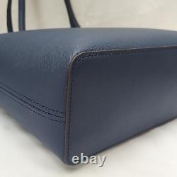 Michael Kors Jet Set Navy Blue Crossgrain Leather Carryall Tote Bag NWT $298