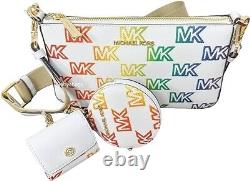 Michael Kors Jet Set Price Medium Crossbody With Accessories Rainbow MK Logo