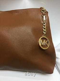 Michael Kors Jet Set Shoulder Bag Light Brown Luggage Leather Chain Strap Medium