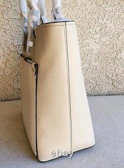 Michael Kors Jet Set Tote Bag Medium Pocket Pebbled Leather LT Cream