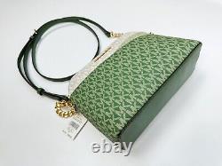 Michael Kors Jet Set Travel Dome Crossbody Bag Mk Green Multi + Card Case Wallet
