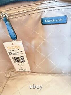 Michael Kors Jet Set Travel MD Double Pocket Tote Shoulder Bag + Wallet Set Teal