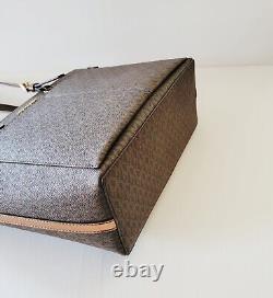 Michael Kors Jet Set Travel Medium Double Pocket Tote Mocha MK Logo Handbag Bag