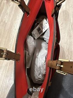 Michael Kors Jet Set Travel Medium Double Pocket Tote Shoulder Bag Dark Sangria