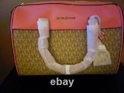 Michael Kors Jet Set Travel Medium MK Logo Duffle Handbag Satchel Tea Rose Pink