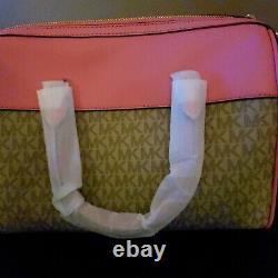 Michael Kors Jet Set Travel Medium MK Logo Duffle Handbag Satchel Tea Rose Pink