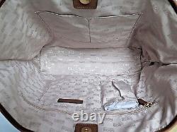 Michael Kors Jet Set Travel Medium MK Signature PVC Leather Tote Bag Brown