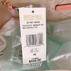 Michael Kors Jet Set Travel Medium Sherbert Stripe Carryall Signature Tote Bag