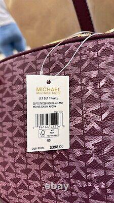 Michael Kors Jet Set Travel Signature PVC Medium Logo Chain Crossbody Flight Bag