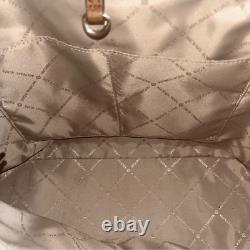 Michael Kors Jet Set Travel Tote Medium Logo Brown with YellowithTaupe Stripe