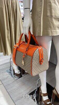 Michael Kors MK Jet Set Travel Medium Duffle Bag Satchel Poppy Orange Sand MK