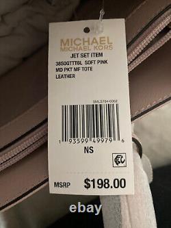 Michael Kors MK Medium Jet Set Soft Pink Leather Tote Brand New