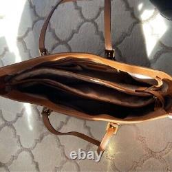 Michael Kors Medium Jet Set Multifunction Saffiano Leather Tote Bag Purse Brown