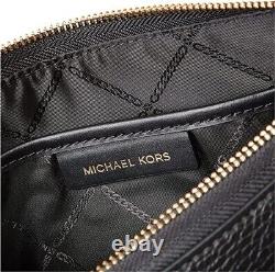 NEW MICHAEL KORS Jet Set Charm Black Leather Medium Shoulder Crossbody bag Gold