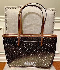 NWT MICHAEL KORS Jet Set Charm Multi Carryall Tote Brown with Gold Stars pattern