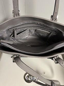 NWT Michael Kors Jet Set Item Med Snap Pocket shoulder Tote handbag Pearl Gray