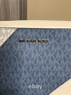 NWT Michael Kors Jet Set Medium Camera Crossbody Bag Blue & White