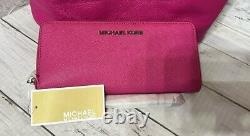 NWT Michael Kors Jet Set Raspberry Leather Medium Tote & Wallet FREE SHIPPING