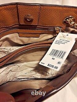 NWT Michael Kors Pebbled Leather Jet Set Medium Chain Messenger Bag Acorn Color