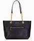 New Michael Kors Jet Set Medium Front Zip Chain Tote Leather Black with Dust bag