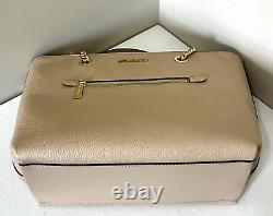 New Michael Kors Jet Set Medium Front Zip Chain Tote Leather Buff with Dust bag
