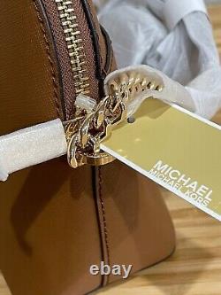 New Michael Kors Jet Set Medium X Cross Crossbody Leather Handbag Luggage Brown
